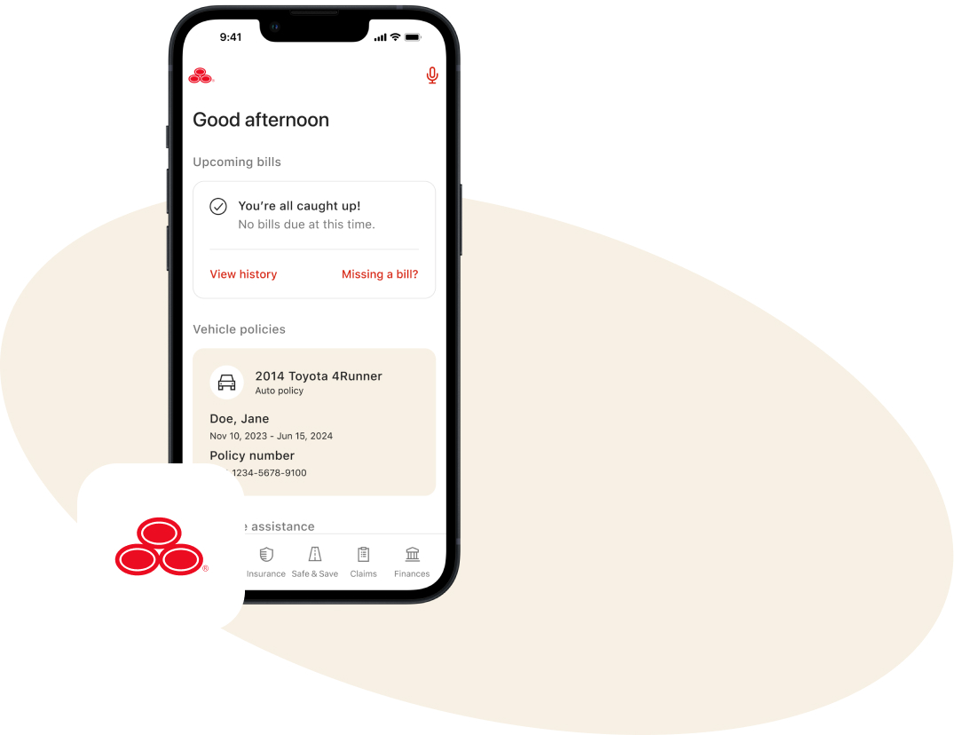 Ícono de State Farm y pantalla de iPhone
